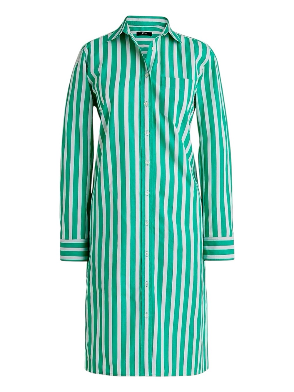 J.Crew Striped Cotton Button-Up Shirt Dress Green VGUC